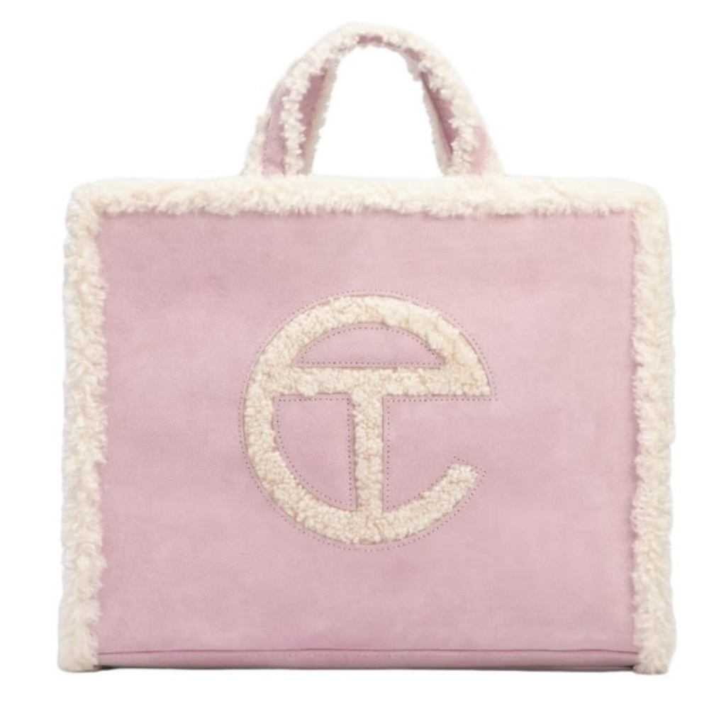 UGG x TELFAR Medium Gender Inclusive Suede and Shearling Shopper Tote Bag, Pink